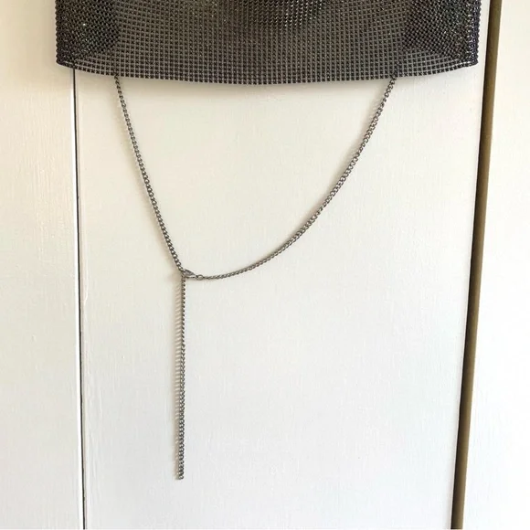 Rainbow Multicolor Chainmail Cowl Neck Crop Top Size Small - Picture 10 of 13